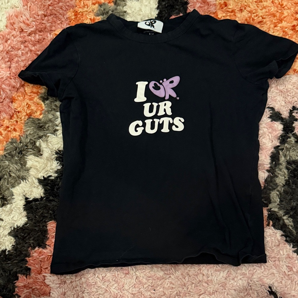Cotton On Black Tee with Purple Graphic